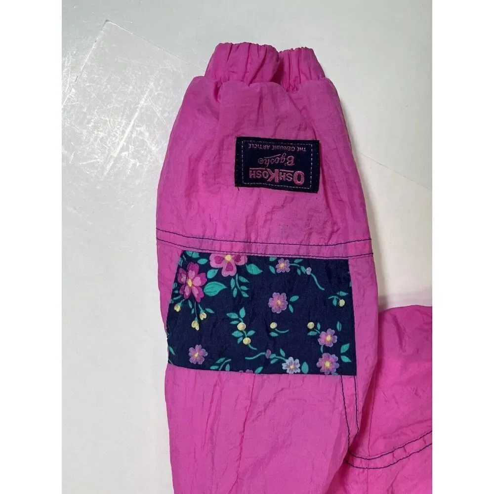 Vintage Oshkosh B’Gosh Hot Pink Windbreaker Sz S‎ 3-4 Lined Zip Up Jacket